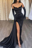 Black Sexy Strapless Corset High Slit Evening Dress