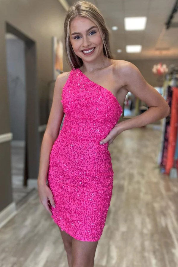Sexy Sequined One-shoulder Bodycon Dress