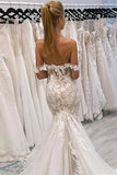 White Vintage Lace Mermaid Off-the-shoulder Wedding Dress