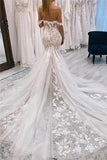White Vintage Lace Mermaid Off-the-shoulder Wedding Dress