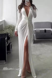 Sexy Plunging High Slit Column Prom Dress