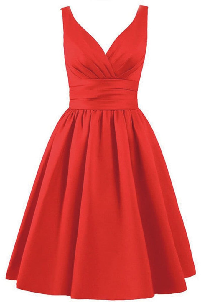 Red Sleeveless A-Line Party Homecoming Dresses