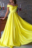 Daffodil V-neck Off Shoulder Prom Dress