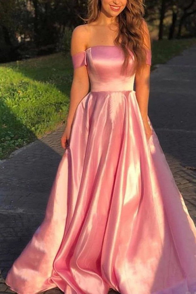 Blushing Pink Off Shoulder A-Line Ball Gown