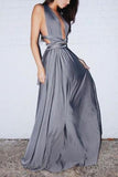 Sexy Gray Plunging Neck Halter A-line Evening Prom Dress