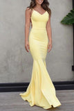 Charming Daffodil Spaghetti Straps V-Neck Mermaid Prom Dress Dresses