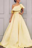 Charming Daffodil One Shoulder Prom Gown