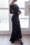 Black Off Shoulder Lace Mermaid Prom Dress With Sleeves