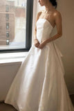 Special A-Line Sleeveless Tulle Beaded Covered Button Wedding Dress