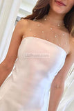 Special A-Line Sleeveless Tulle Beaded Covered Button Wedding Dress Dresses