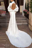 Delicate White Long Sleeves Deep V-Neck Wedding Dress Dresses