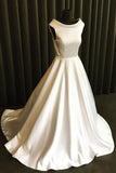 Simple White Sleeveless Bateau Prom Gown Wedding Dress