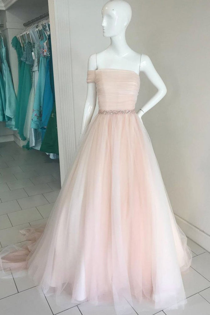 Elegant Off Shoulder A-line Rhinestone Princess Evening Dress