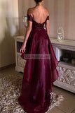 Gorgeous Burgundy Off Shoulder Lace High Low Long Prom Dress Dresses