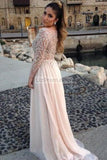 A-line Beaded Prom Dress With Long Sleeves