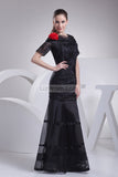Black Floor Length Ball Gown With Short Sleeves Dresses