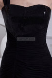 Black One Shoulder Sequin And Satin Short Prom Dress