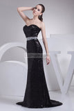 Black Strapless Mermaid Sequined Long Prom Dress