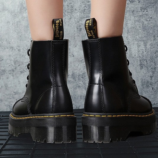 Black Platform Zipper Short Boots - Mislish