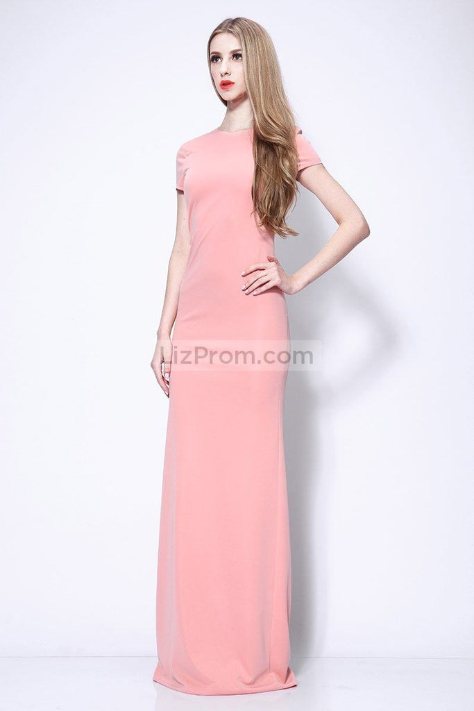 Cap Sleeves Cut Out Fitted Long Sheath Prom Dress