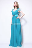 Cap Sleeves Lace A-line Beaded Bridesmaid Dress