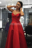Spaghetti Straps Red Sweetheart A-line Dress Formal Evening Gown