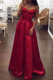 Spaghetti Straps Red Sweetheart A-Line Dress Formal Evening Gown Dresses