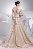 Champagne Cut Out A-line Ball Gown Prom Dress