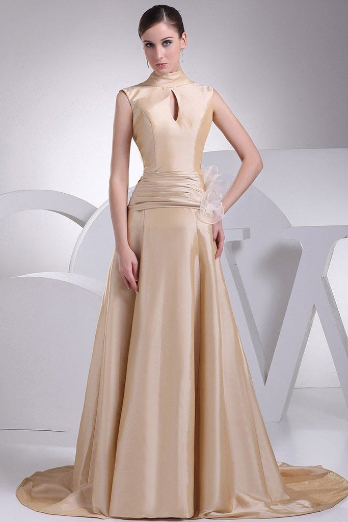 Champagne Cut Out A-line Ball Gown Prom Dress