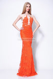 Orange Lace Mermaid Evening Gown Prom Dress
