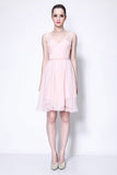 Pearl Pink A-line Backless Homecoming Party Cocktail Short Dresses