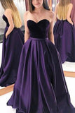 Classic Grape A-line Strapless Sweetheart Prom Dress