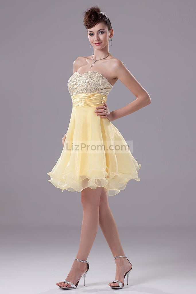 Daffodil Strapless Sequins Baby Doll Cocktail Dress2