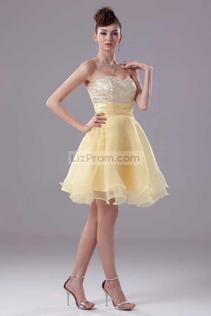 Daffodil Strapless Sequins Baby Doll Cocktail Dress3