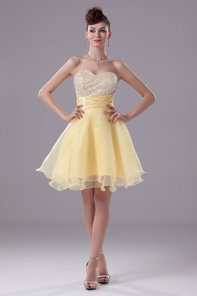 Daffodil Strapless Sequins Baby Doll Cocktail Dress