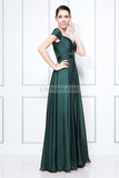 Dark Green Off-the-shoulder A-line Bridesmaid Prom Dress