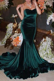 Dark Green Mermaid Sweetheart Strapless Evening Formal Dress
