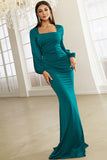 Elegant Mermaid Long Sleeve Formal Evening Dress