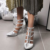 Gladiator Star Decor Stiletto Heels Platform Sandals - Mislish