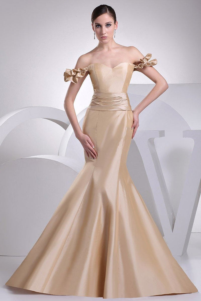 Gold Off-the-Shoulder Sweetheart Mermaid Prom Dress