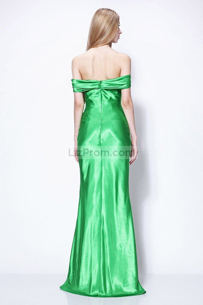 Green Off-the-Shoulder Mermaid Floor Length Prom Dress