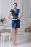 Ink Blue Bodycon Chic Cap Sleeves Homecoming Dress