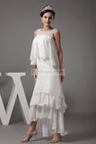 Ivory Beaded High Low Ruffle Prom Dress Dresses