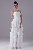 Ivory Strapless Ruffled Prom Dress Bridesmaid Dress