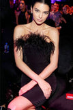 Kendall Jenner Strapless Feather Little Black Party Dress