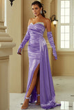 Lilac Strapless Prom Gown Evening Dress