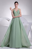 Mint V-Neck A-Line Chiffon Beaded Bridesmaid Prom Dress Dresses