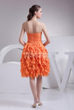 Orange Ruffle Strapless Short Prom Bridesmaid Dress