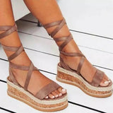 PU Gladiator Shoes Wedge Open-toe Sandals - Mislish