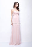 Chic Pearl Pink Strapless Ruffled Bridesmaid Prom Dress